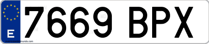 Ejemplo de matrícula de coche ordinaria 7669 BPX