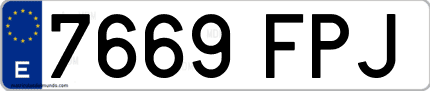 Ejemplo de matrícula de coche ordinaria 7669 FPJ