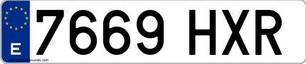 Ejemplo de matrícula española 7669 HXR