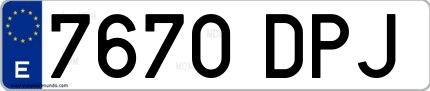 Ejemplo de matrícula española 7670 DPJ