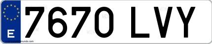 Ejemplo de matrícula española 7670 LVY