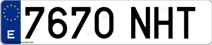 Ejemplo de matrícula de coche ordinaria 7670 NHT