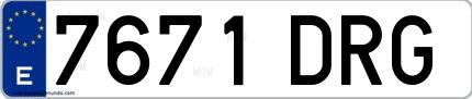 Ejemplo de matrícula española 7671 DRG