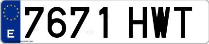 Ejemplo de matrícula española 7671 HWT