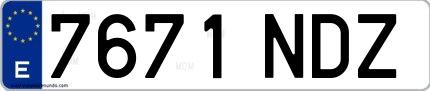 Ejemplo de matrícula española 7671 NDZ