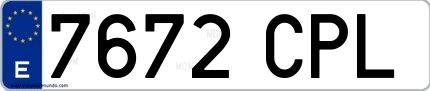 Ejemplo de matrícula española 7672 CPL