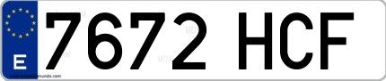 Ejemplo de matrícula española 7672 HCF