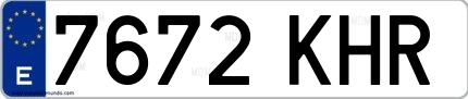 Ejemplo de matrícula española 7672 KHR