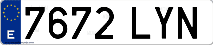 Ejemplo de matrícula de coche ordinaria 7672 LYN