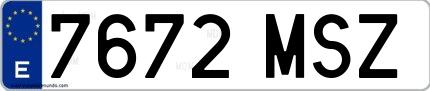 Ejemplo de matrícula española 7672 MSZ