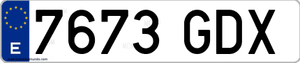 Ejemplo de matrícula de coche ordinaria 7673 GDX