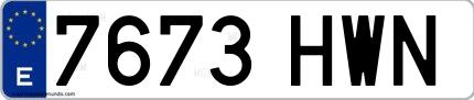 Ejemplo de matrícula española 7673 HWN