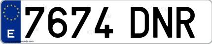 Ejemplo de matrícula española 7674 DNR