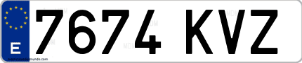 Ejemplo de matrícula de coche ordinaria 7674 KVZ