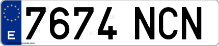 Ejemplo de matrícula de coche ordinaria 7674 NCN