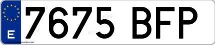Ejemplo de matrícula española 7675 BFP