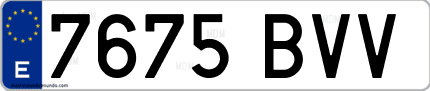 Ejemplo de matrícula de coche ordinaria 7675 BVV