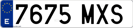 Ejemplo de matrícula de coche ordinaria 7675 MXS