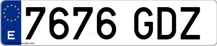 Ejemplo de matrícula de coche ordinaria 7676 GDZ