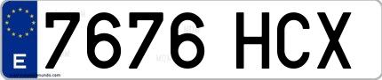 Ejemplo de matrícula española 7676 HCX