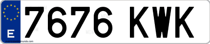 Ejemplo de matrícula de coche ordinaria 7676 KWK