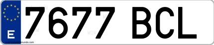 Ejemplo de matrícula española 7677 BCL
