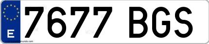 Ejemplo de matrícula española 7677 BGS