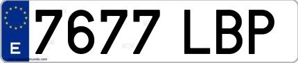 Ejemplo de matrícula española 7677 LBP
