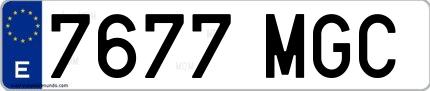 Ejemplo de matrícula española 7677 MGC