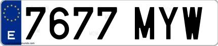 Ejemplo de matrícula española 7677 MYW