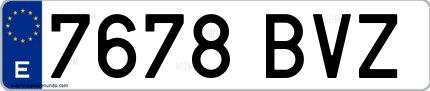 Ejemplo de matrícula española 7678 BVZ