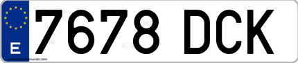 Ejemplo de matrícula de coche ordinaria 7678 DCK