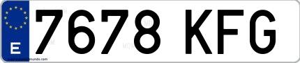 Ejemplo de matrícula española 7678 KFG