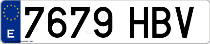 Ejemplo de matrícula de coche ordinaria 7679 HBV