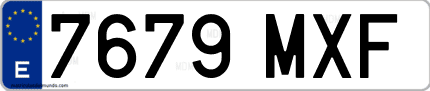 Ejemplo de matrícula de coche ordinaria 7679 MXF