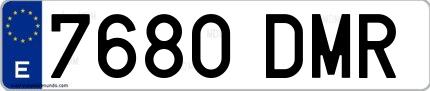 Ejemplo de matrícula española 7680 DMR