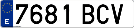Ejemplo de matrícula de coche ordinaria 7681 BCV