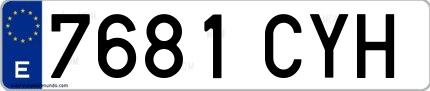 Ejemplo de matrícula española 7681 CYH