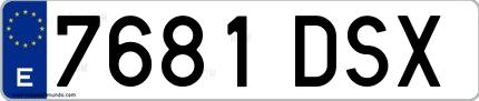 Ejemplo de matrícula española 7681 DSX