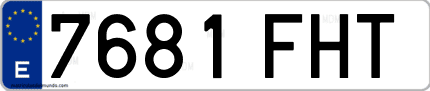 Ejemplo de matrícula de coche ordinaria 7681 FHT