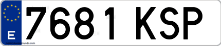 Ejemplo de matrícula de coche ordinaria 7681 KSP
