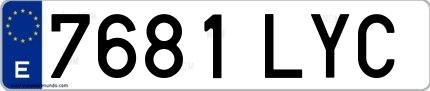 Ejemplo de matrícula española 7681 LYC
