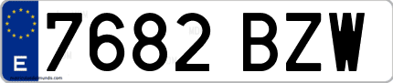Ejemplo de matrícula de coche ordinaria 7682 BZW