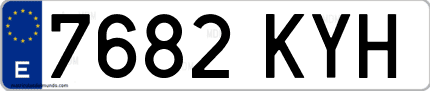 Ejemplo de matrícula de coche ordinaria 7682 KYH