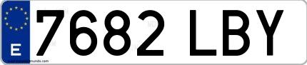 Ejemplo de matrícula española 7682 LBY