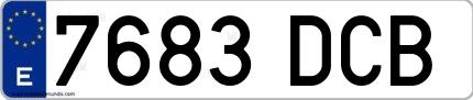 Ejemplo de matrícula española 7683 DCB
