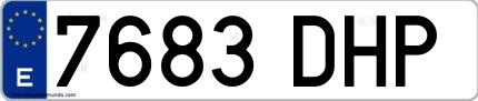 Ejemplo de matrícula española 7683 DHP