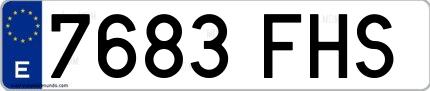 Ejemplo de matrícula española 7683 FHS