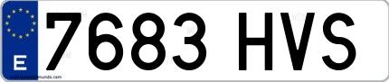 Ejemplo de matrícula española 7683 HVS
