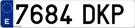 Ejemplo de matrícula española 7684 DKP